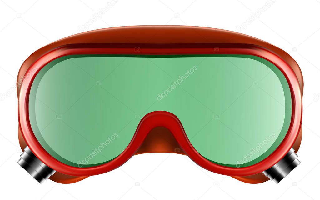 Plastic safety goggles isolated on white