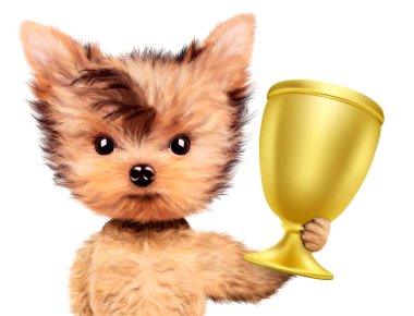 Komik köpek holding Altın Kupası
