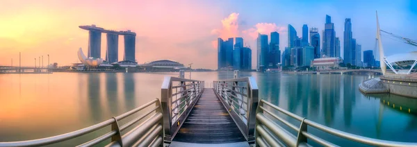 Singapore skyline en weergave van marina bay — Stockfoto