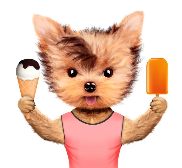 Bikini holding dondurma komik hayvan — Stok fotoğraf