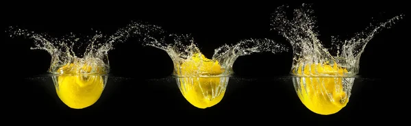 Group of fresh fruits falling in water — Stock Photo, Image