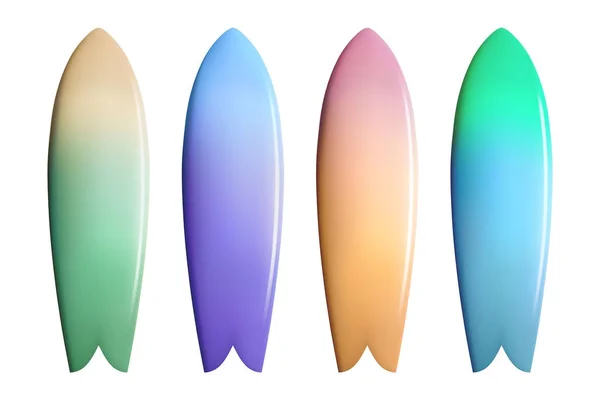 Set van kleurrijke surfplanken. Surfuitrusting — Stockvector