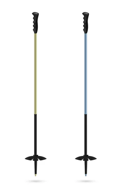 Bâtons de ski de montagne colorés. Equipements sportifs — Image vectorielle