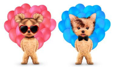 Komik hayvan balonlar bir demet tutmak