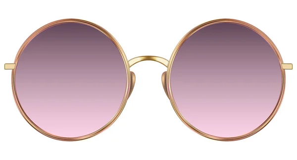 Solglasögon med violett lins och guld metalic ram — Stock vektor