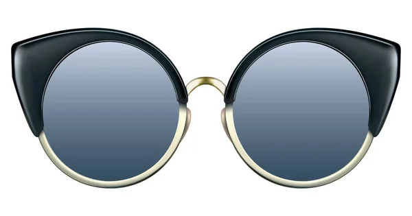 Sonnenbrille mit blauer Linse und goldenem Metallrahmen — Stockvektor