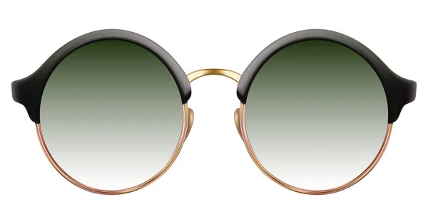 Sluneční brýle s zelené čočky a zlatý metalický rám — Stockový vektor