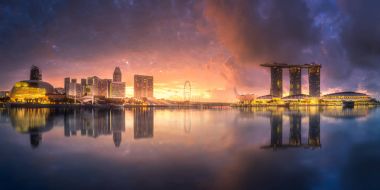 İş bölgesi ve Singapur 'daki Marina Körfezi