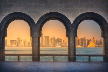 Manzarası Batı Körfezi ve Doha Şehir Merkezi, Katar