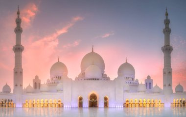 Büyük Sheik Zayed Camisi batımında Abu Dhabi, Birleşik Arap Emirlikleri