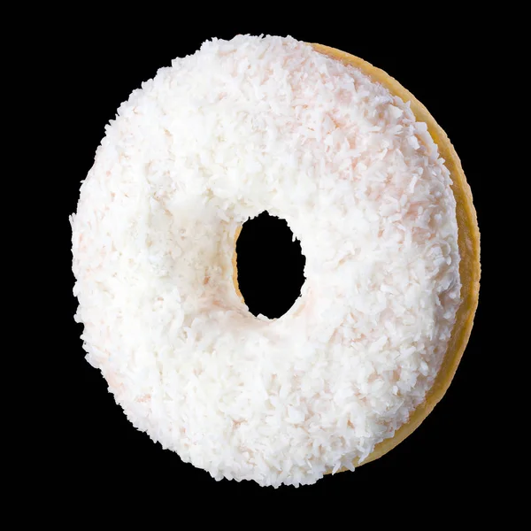 Chocolate glazed donut with sprinkles on a black background rotated — Stock Photo, Image