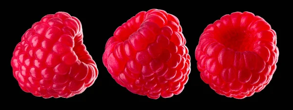 Set of raspberry isolated on black background — Stock Photo, Image