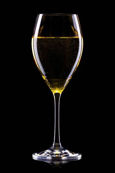 Glass of white wine on a black background with clipping path. — Stock Photo, Image