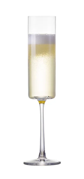 Glas voor champagne met spatten geïsoleerd op witte achtergrond. — Stockfoto