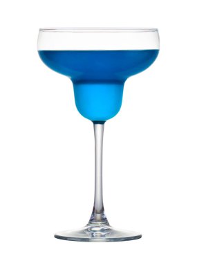 Margarita cocktail with blue curacao isolated on a white background