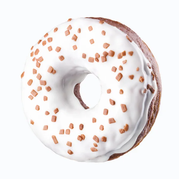 Schokolade glasierte Donut mit Streusel auf weißem Hintergrund gedreht — Stockfoto