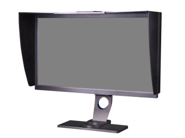 Professional photographer monitor with shading hood isolated on white clipart
