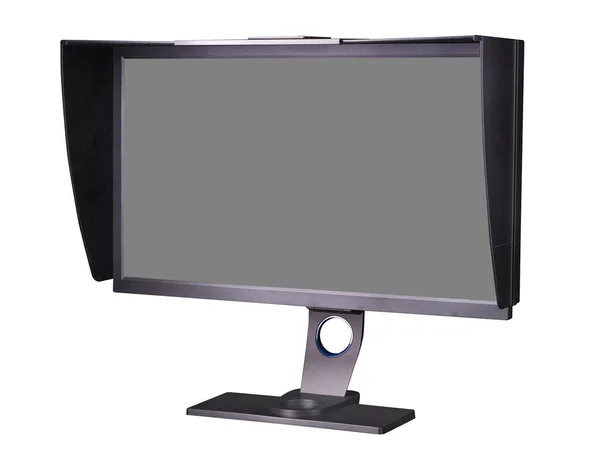 Professional photographer monitor with shading hood isolated on white — Stock Photo, Image