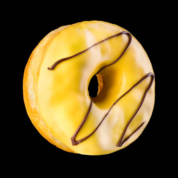 Siyah arka planda serpiştirilmiş jöleli donut. — Stok fotoğraf
