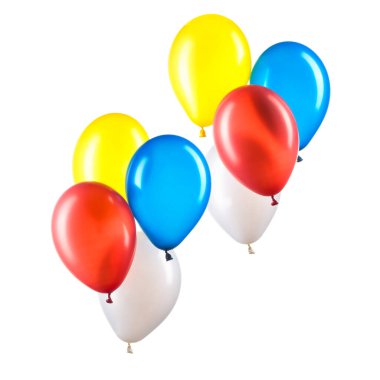 Çok renkli helyum balonları seti. Parti için dekorasyon ögesi.