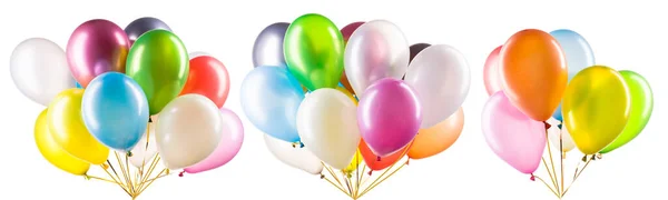 Set Multicolored Helium Balloons Clipping Path Element Decorations Birthday Party — Stock Photo, Image