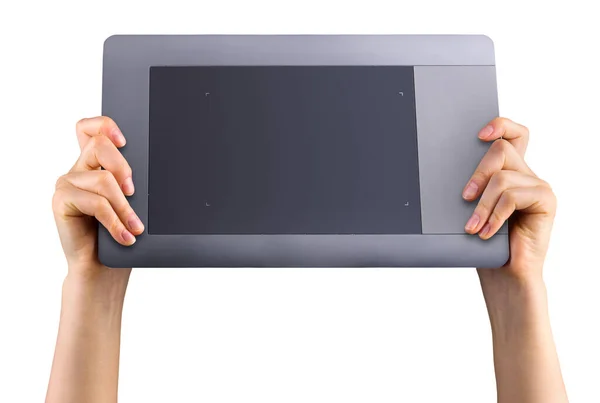 Tablet Gráfico Mão Para Ilustradores Designers Fotógrafos Isolados Fundo Branco — Fotografia de Stock