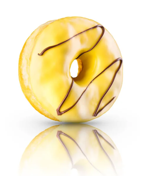 Glasierte Donut Mit Streusel Auf Weißem Hintergrund Mit Schneideweg Isoliert — Stockfoto