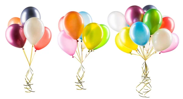 Set Multicolored Helium Balloons Clipping Path Element Decorations Birthday Party — Stock Photo, Image