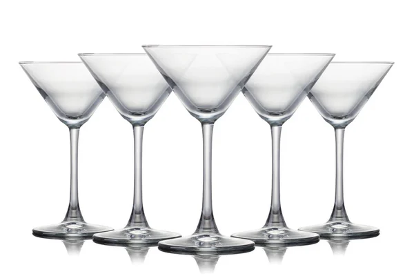 Sada Prázdných Martini Brýle Izolované Bílém Pozadí — Stock fotografie