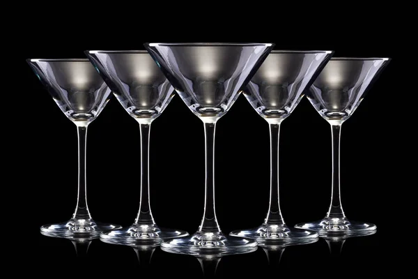 Set Bicchieri Martini Vuoti Isolati Sfondo Bianco — Foto Stock