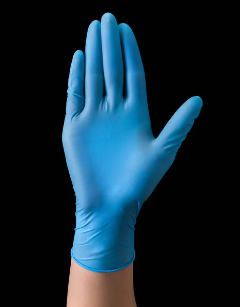 Doctor Hand Sterile Medical Gloves Showing Palm Warning Sign Isolated — Stock Photo, Image