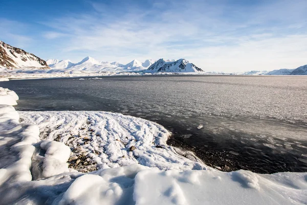 Underbar Bild Ett Isigt Snöigt Landskap — Stockfoto