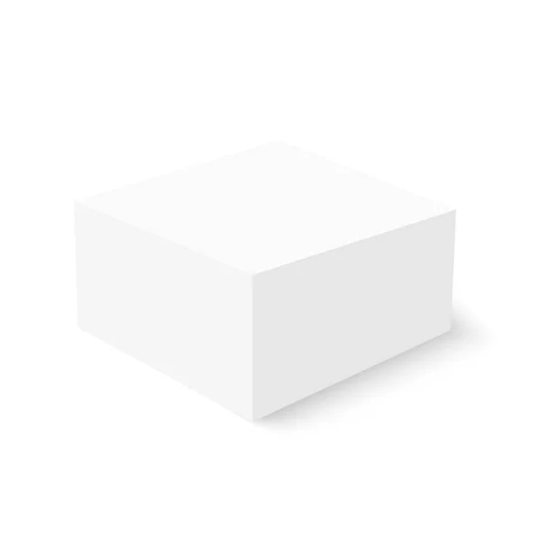 柔らかい影の白い段ボール箱のテンプレート ベクトルモックアップ — ストックベクタ