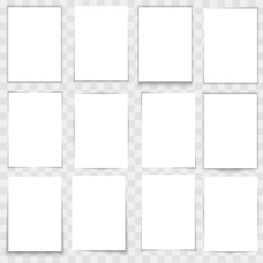 Farklı gölge efektli beyaz kutu kağıtları. Vektör