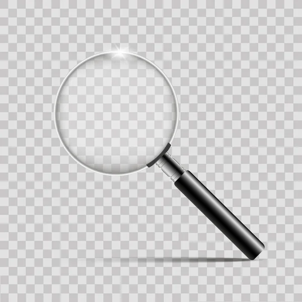 Realistic silver magnifier on transparent background.Vector. — Stock Vector