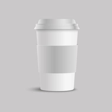 Kağıt bardak gri arka plan üzerinde boş. Vektör.