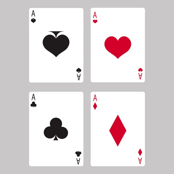 Ace four cards. Playing cards on white background. Vector. — Stock Vector