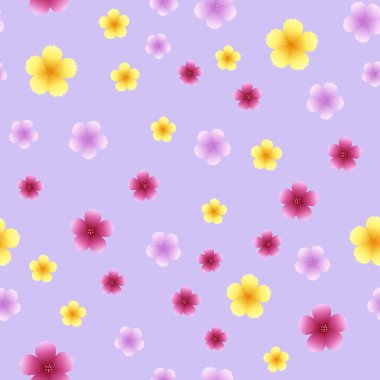 Pembe bir arka plan üzerinde renkli çiçekler ile Seamless modeli. Vektör