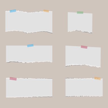 Yapışkan bant ile boş sökük not kağıdı. Vektör.