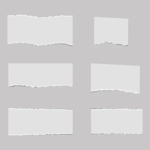 Papel de nota rasgado en blanco con cinta adhesiva. Vector . — Archivo Imágenes Vectoriales