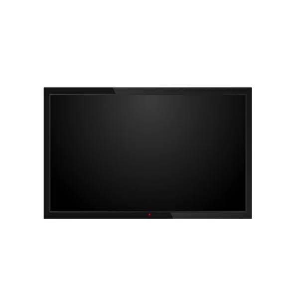 Realistic black LCD, monitor or TV. Front view. Vector — Stock Vector