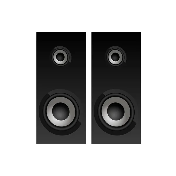 Realistic black loudspeakers Top view. Speakers icon. Vector — Stock Vector