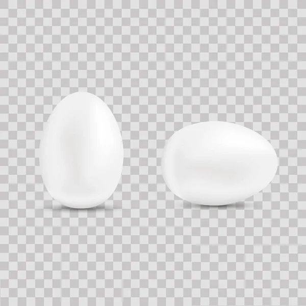 Huevo blanco realista para Pascua sobre fondo transparente. Vector . — Vector de stock