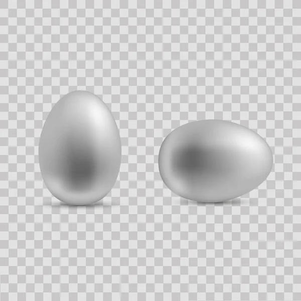 Reális ezüst tojás a húsvét-ra átlátszó háttér. Vektor. — Stock Vector