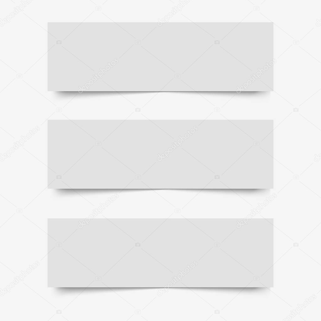 Blank of paper banners with shadow. Vector.