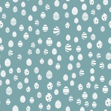 Mavi arka plan üzerinde yumurta ile Seamless Paskalya modeli. Vektör.