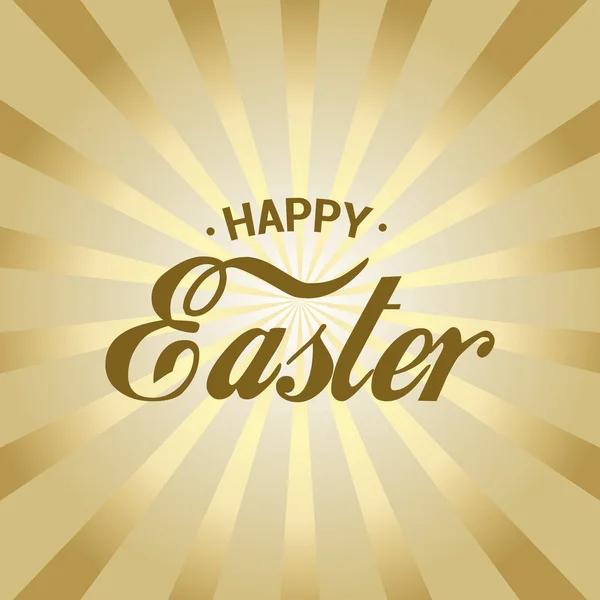 Happy Easter card with gold rays. Vector. — Stock Vector