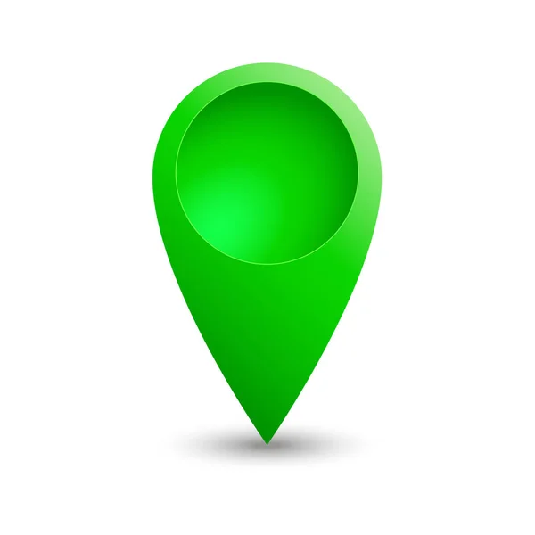 Green location sign icon with soft shadow. Vector. — Stock Vector