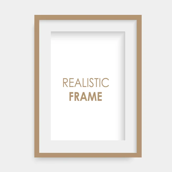 Realistic brown photo frame. Vector. — Stock Vector