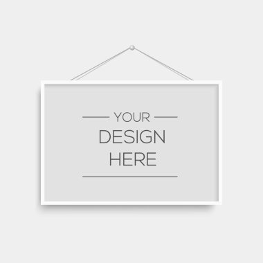 Gerçekçi beyaz fotoğraf çerçevesi asılı. Vektör